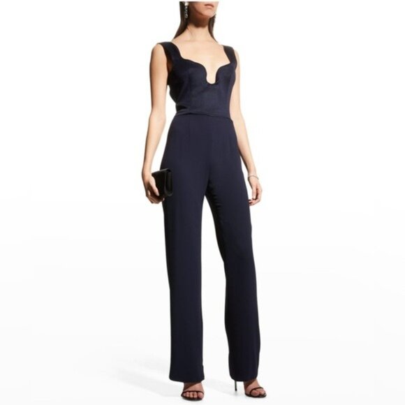 GALVAN Siren Scalloped Straight-Leg Jumpsuit in Black, US 2 NEW w/Tag $1,895 - Picture 2 of 11